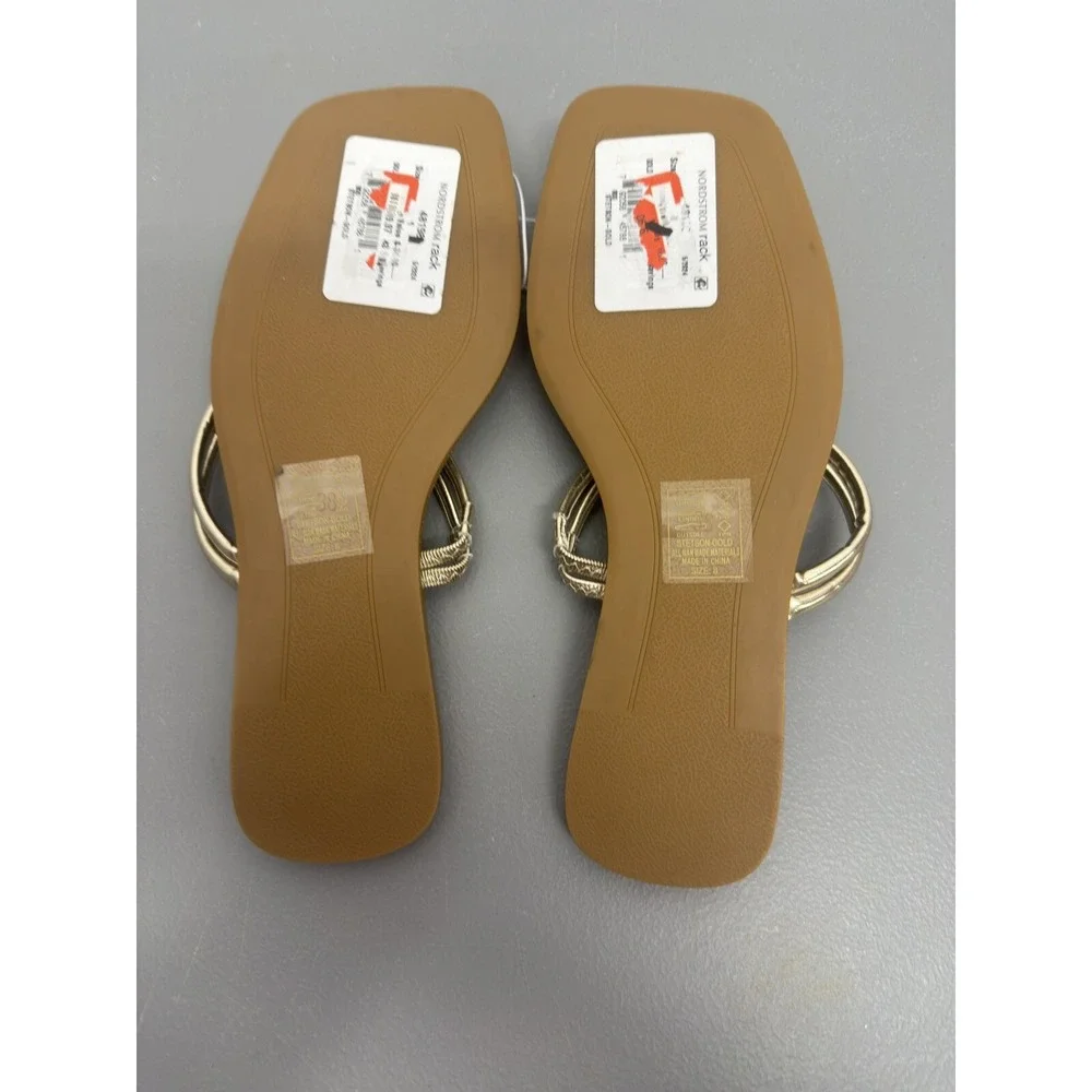 Azalea Wang Stetson Slide Sandals - Gold‎ Size 8 New Comfortable Glam Shoes #18